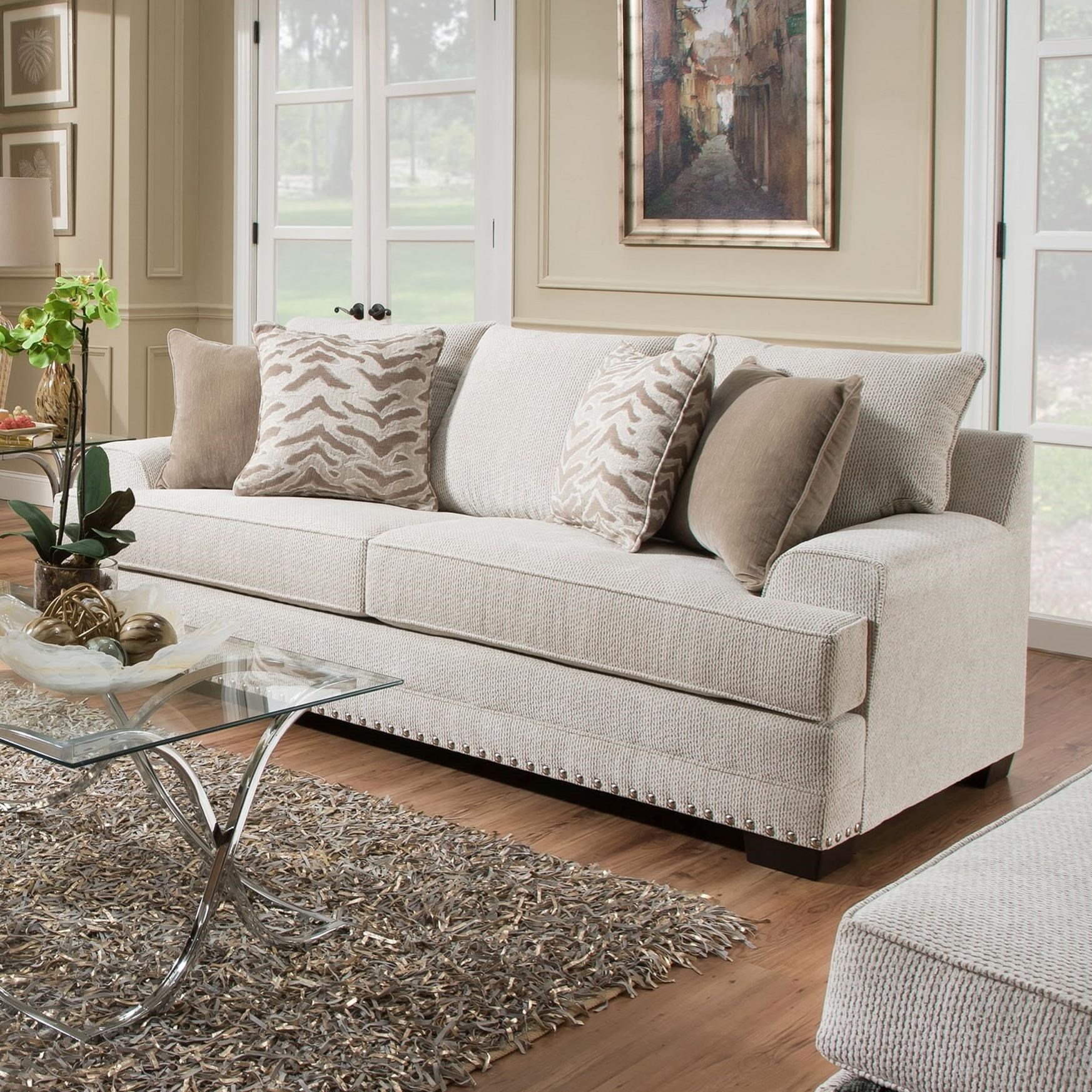 Couch With Nailhead Trim All Red Mania